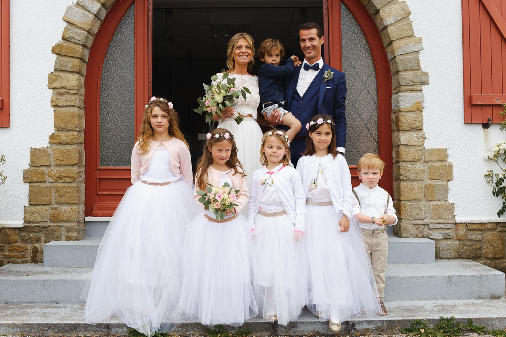 portrait couple et enfants d'honneur mariage civil Condette