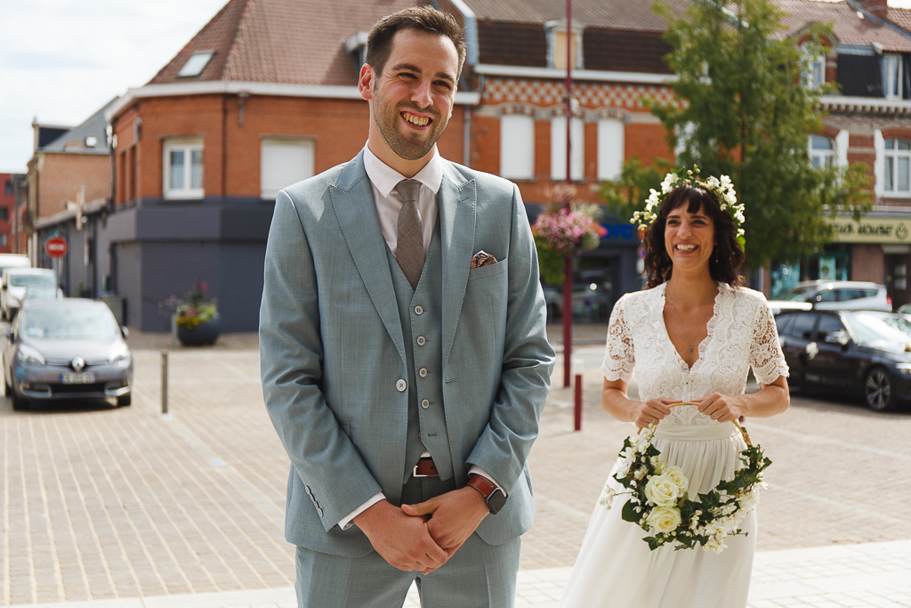 découverte de la robe mairie à Orchies. Reportage photo mariage Nord