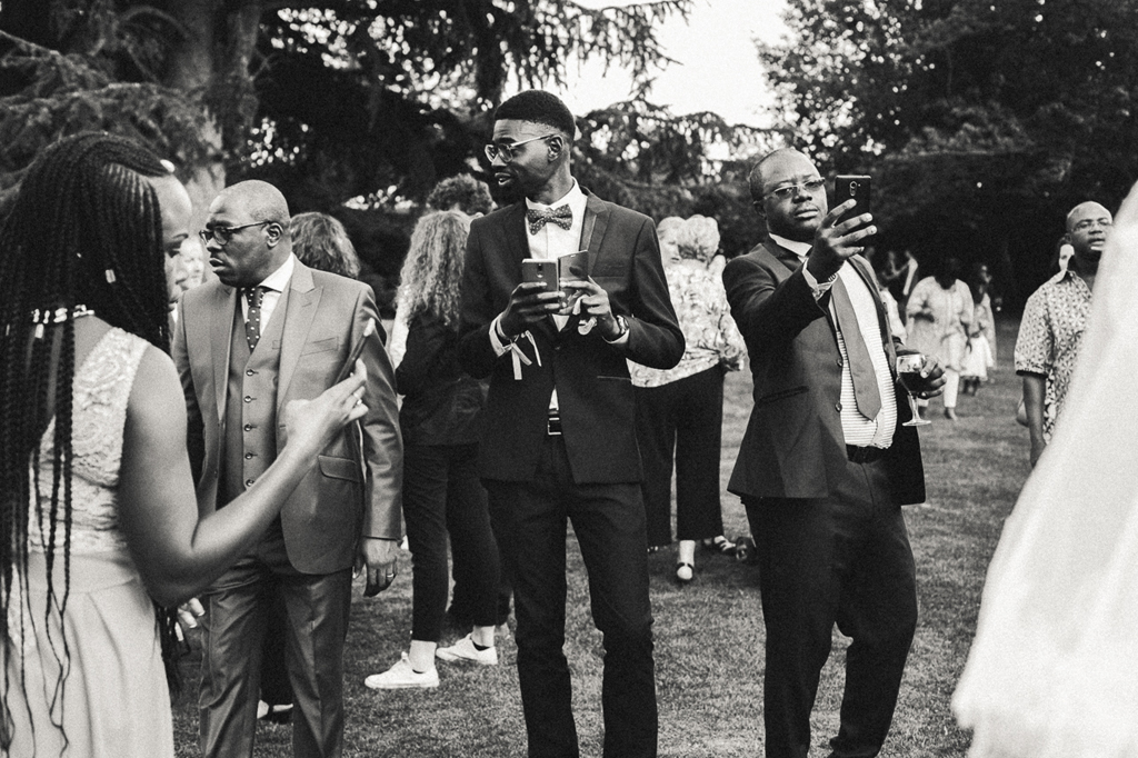 Photographies de réception de mariage en noir et blanc